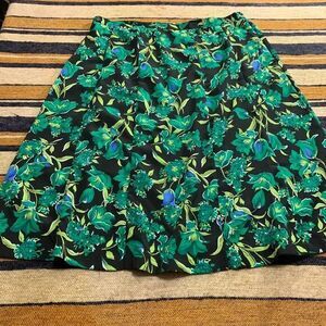 VTG Skirt Knee‎ Length Kelly Green Floral Sag Harbor 16P Cottage Preppy Fairy